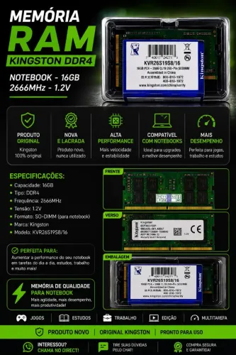 MEMÓRIA RAM DDR4 16GB
