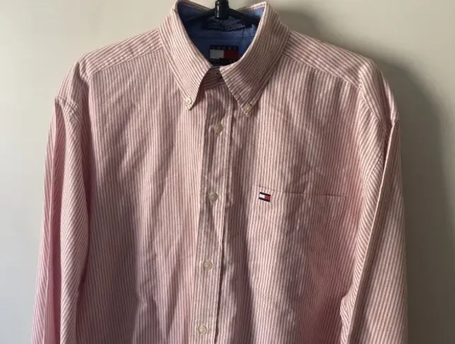 CAMISA TOMMY HILFIGER SOCIAL M/M ROSA LISTRADA