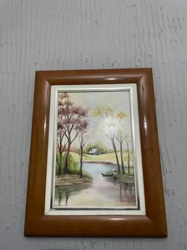 Quadro natureza pintado em louça