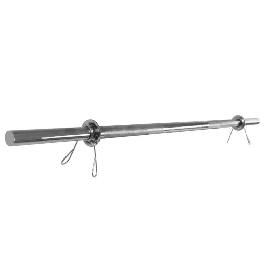 Barra Reta Musculação Maciça Cromada 1,20m 25,4mm com Presilhas Academia