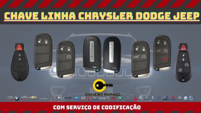 Chave Dodge Jeep Chrysler Presença Slot Canivete Completa com Serviço de Codificação