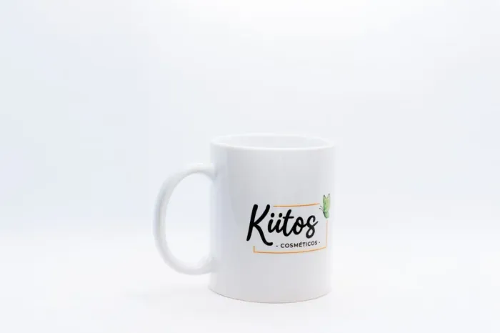 Caneca Branca Resinada Personalizada - Kiitos Cosméticos / Seja Você, Brilhe!