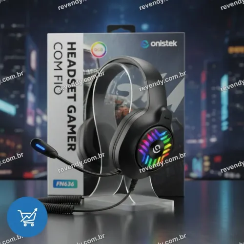 Headset Gamer - com cabo, microfone e luz led RG