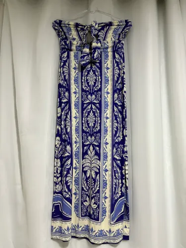 Vestido midi canelado farm azul