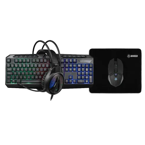 Kit Gamer Mancer Orc V2 4 em 1 Teclado Mouse Headset Mousepad RGB ABNT2 | Novo
