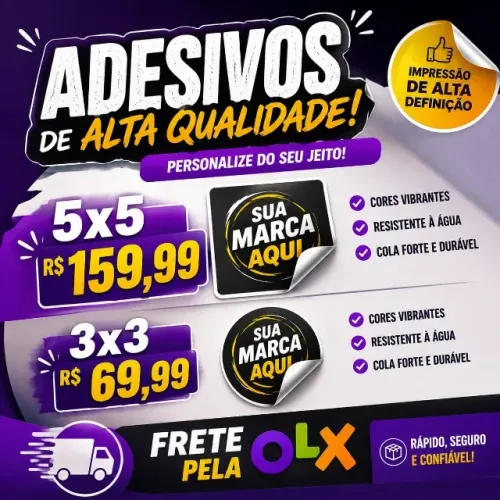Adesivo de recorte stiker alta resolução 3X3 1000 UNIDADES