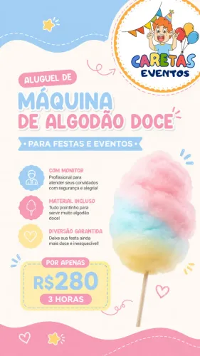 Aluguel máquina de algodão doce com monitor!