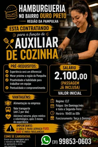 AUXILIAR DE COZINHA HAMBURGUERIA