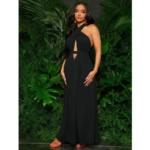 Vestido Longo Frente Única Preto