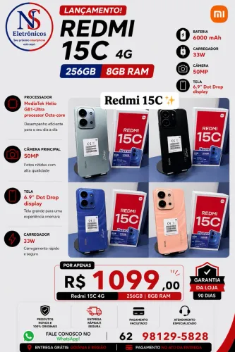 Xiaomi Redmi 15c 8+256 Novo Entregamos Grátis Rápido