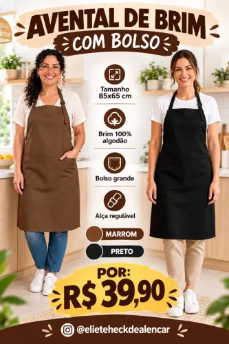 Avental de brim com bolso