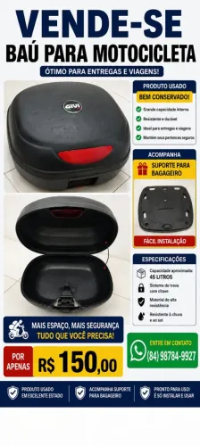 Vende-se um baú de motocicleta.