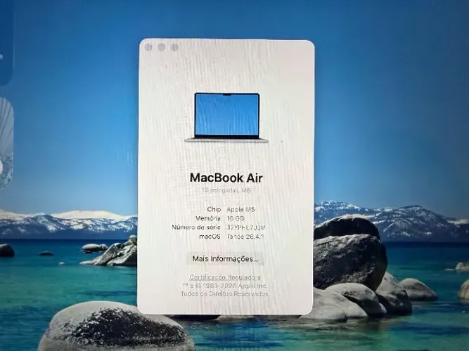 Notebook MacBook Air Apple 13" M5 16GB RAM 512GB 