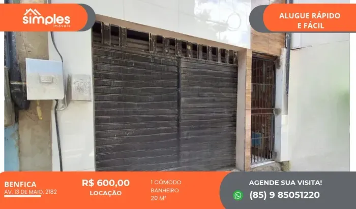 Imóvel para aluguel tem 20 metros quadrados em Benfica - Fortaleza - CE