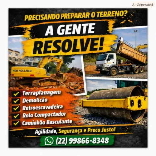 Terraplanagem, Demolição e Retroescavadeira