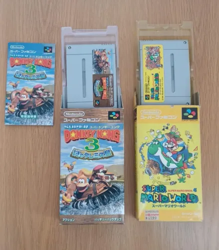 2 jogos de videogame usados - Donkey Kong 3 e Super Mario World
