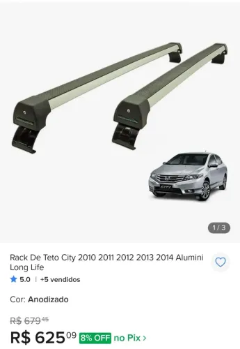 Rack de teto long life Honda city