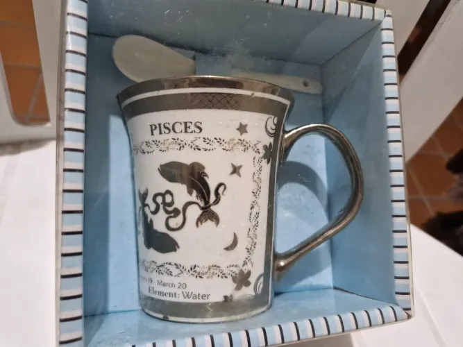 Kit colher + Caneca signo de peixes 