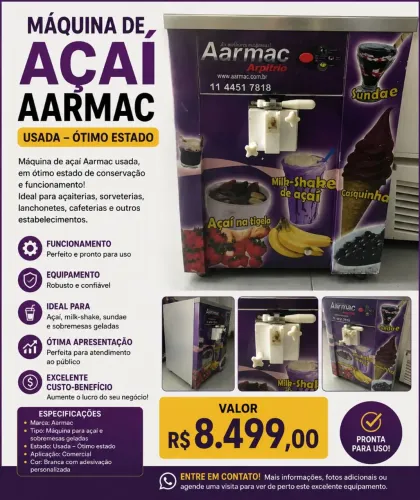 Máquina de Açaí Aarmac - Usada em Otimo Estado