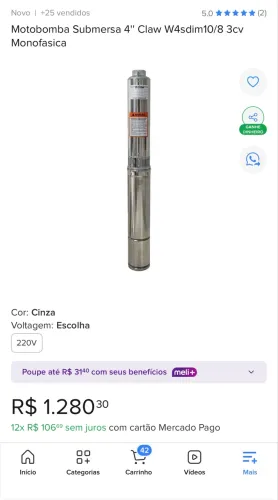 Bomba palito caneta 3cv