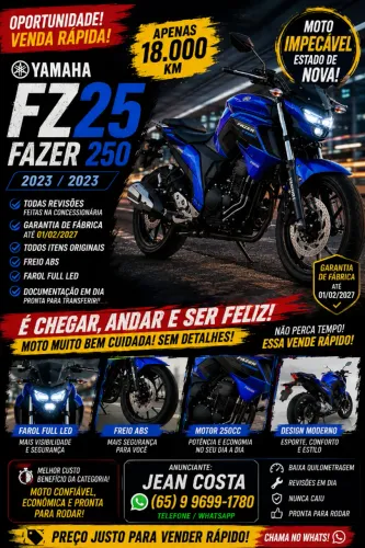 ? YAMAHA FZ25 FAZER 250 2023/2023 ? IMPECÁVEL! ?