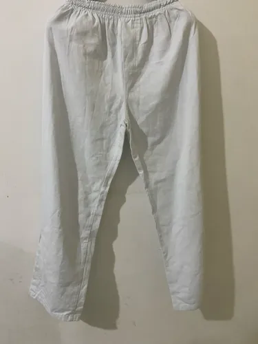 Calça branca c/elastico na cintura tecido em algodão unissex TAM 46/48