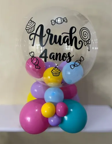 Trabalhamos com balões personalizados, kits festa na mesa, balão cake, balão Bubu.