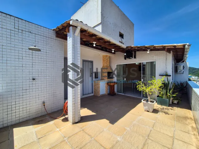Cobertura duplex com varanda vista mar e lazer na Praia das Astúrias, Guarujá