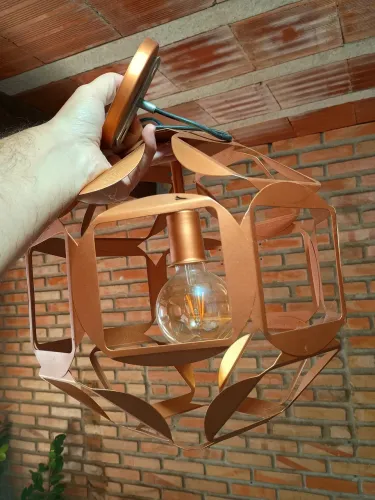 Lustre pendente bola com lâmpada de led 