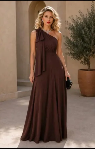 Vestido de festa Marrom
