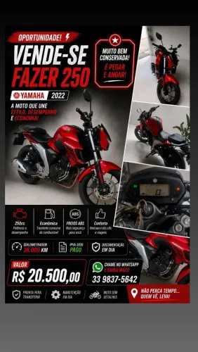 Fazer 250 2022 revisão feita em abril, 2026 pago, bateria menos de dois meses