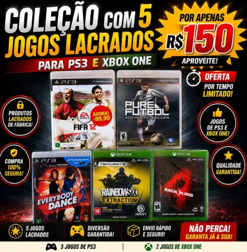 Coleção de Jogos Lacrados PS3 e Xbox One