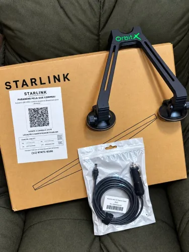 Kit Starlink Mini Completo + Suporte OrbitX + Cabo 12V - Pronto para Uso