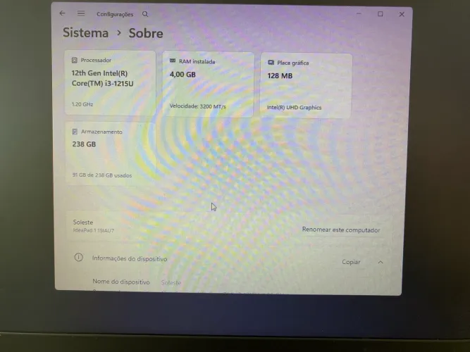 Notebook Lenovo i3 idealpad1 com fone 1300 tudo funcionado com marcas de uso