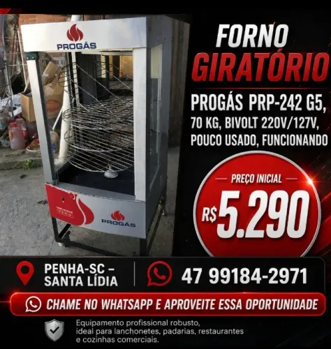 FORNO MULTIUSO GIRATÓRIO PROGÁS PRP-242 G5 - 70 KG