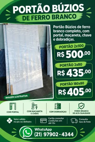 Portao social de ferro branco
