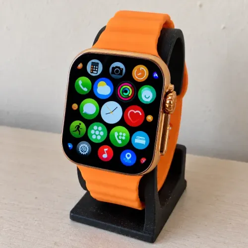 Smartwatch W69 Ultra Mini - Dourado/Laranja (Tela Infinita, GPS, Bluetooth)