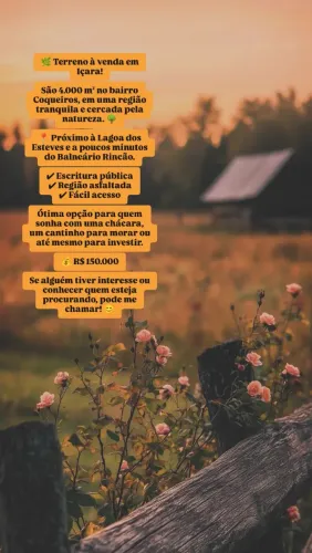Terreno rural para sítio