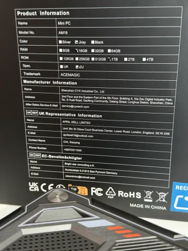 Mini Pc Gamer ACEMAGIC AM18 AMD Ryzen? 7 7840HS 16gb RAM Ddr5 1TB Nvme
