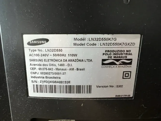 Tv Samsung 32 com defeito sem fio sem controle