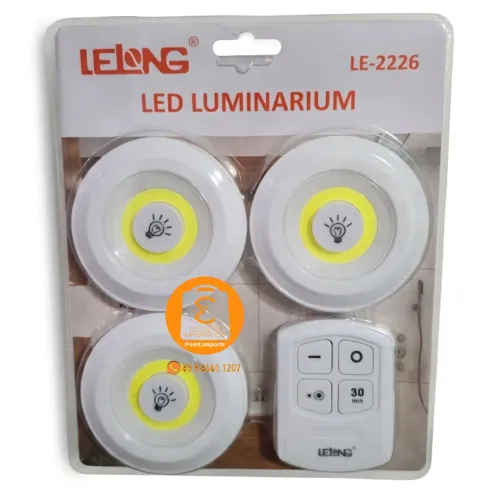 Kit 3 Lâmpadas LED Spot Luz Branca Sem Fio com Controle (Decoração, Iluminação, Luminária)