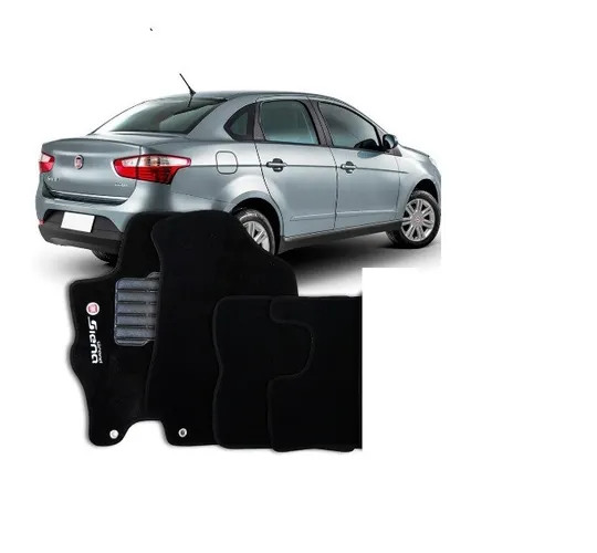 Jogo Tapete wave Fiat grande siena Preto Personalizado Com Logo Bordado 4pcs