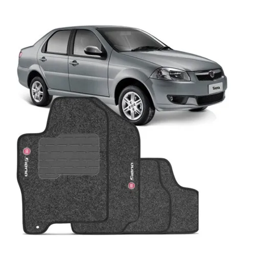 Jogo Tapete wave Fiat siena todos Preto Personalizado Com Logo Bordado 4pcs