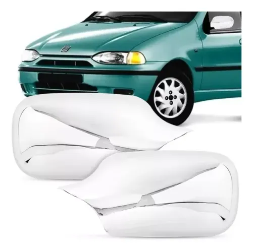Aplique  Fiat Palio 1996 à 2000 / Uno 2001 à 2005 - Retrovisor Cromado - LD LE