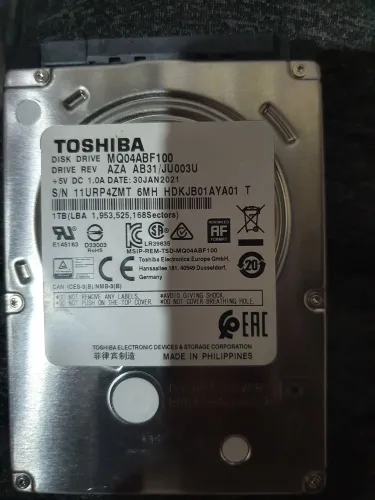 HD Toshiba 1TB, MQ04ABF100, para notebooks, HD externo ou DVR.