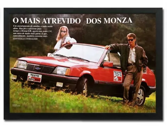 Monza SR 1986 ou 1987 - Quadro decorativo com matéria original de revista