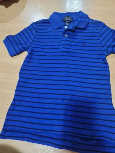 Camisa Polo Ralph Lauren 04 anos Azul Listrada