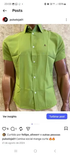 Camisa social manga curta