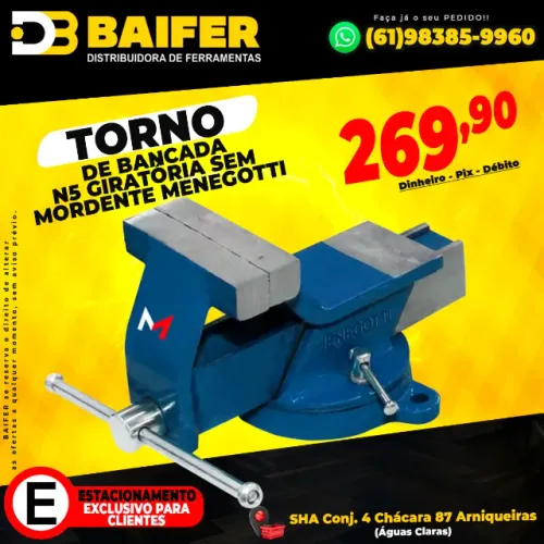 Torno de Bancada N5 Giratória Sem Mordente Menegotti