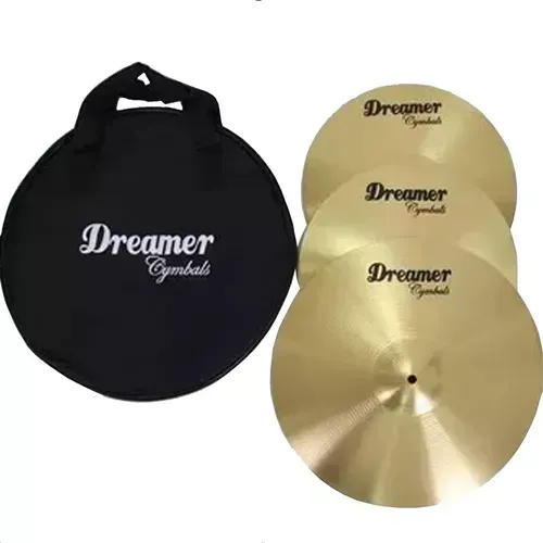 Kit 3 De Pratos Bateria Dreamer Brass Hi Hat 2x 13 Crash 16 + Bag